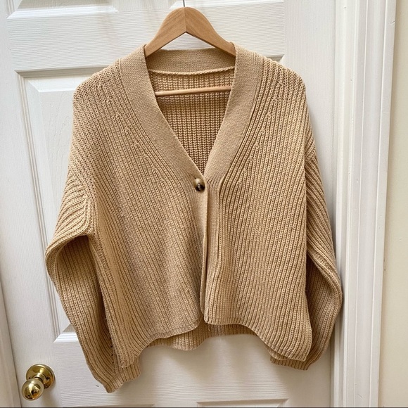 Cozy Tan Women's Cardigan Sweater - Picture 1 of 8